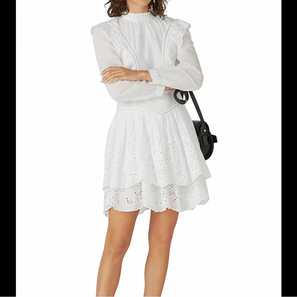 AllSaints Aislyn Broiderie Dress, Size 4, White